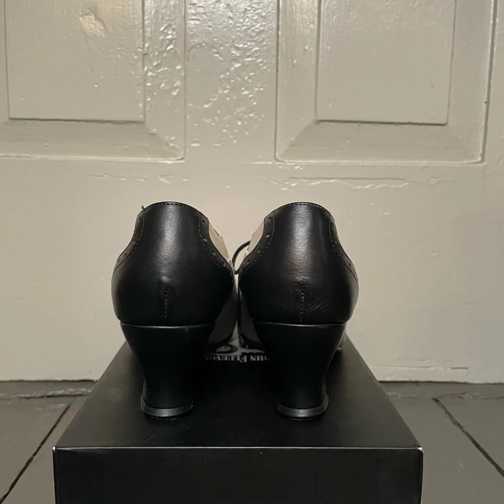 John Fluevog Black and Cream Heels - Picture 3 of 5